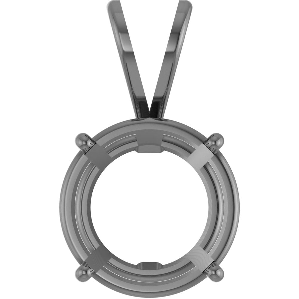 14K White Gold Round 4-Prong Basket Pendant Mounting