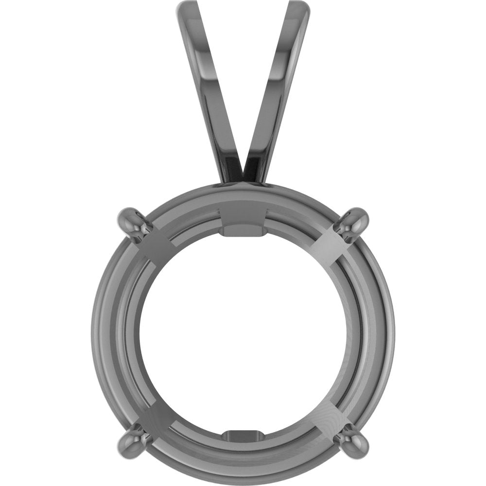 14K White Gold Round 4-Prong Basket Pendant Mounting