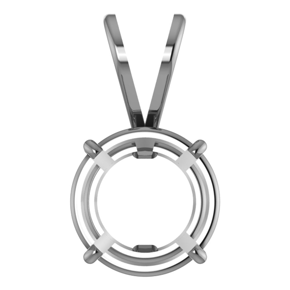 18K White Round 4-Prong Basket Pendant Mounting