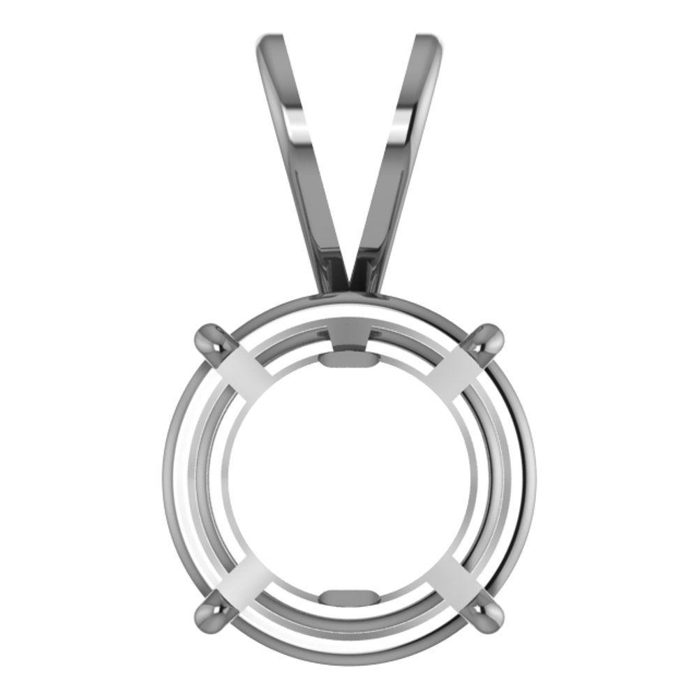 Sterling Silver Round 4-Prong Basket Pendant Mounting