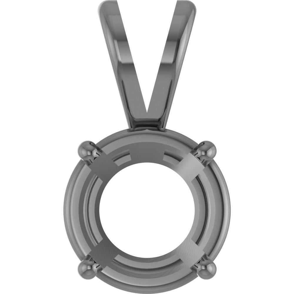 14K White Gold Round 4-Prong Basket Pendant Mounting