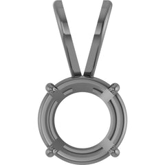 14K White Gold Round 4-Prong Basket Pendant Mounting