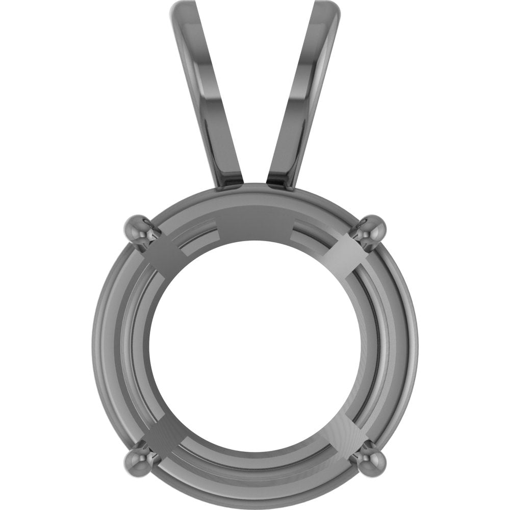 10K White Round 4-Prong Basket Pendant Mounting