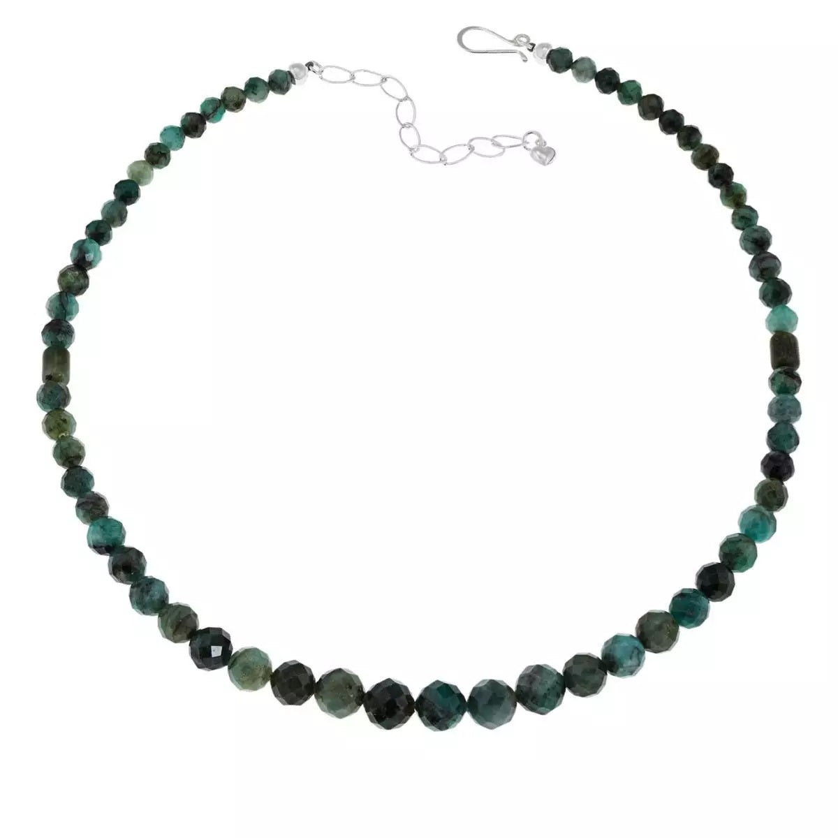 Jay King Sterling Silver Emerald Graduated Bead Necklace 18"