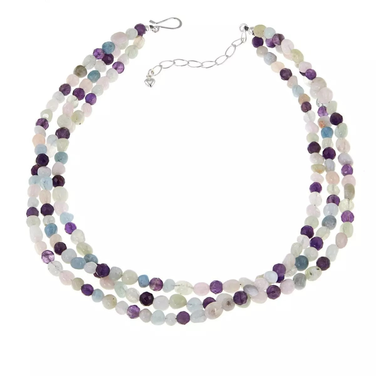 Jay King 3-Strand Multi-Gemstone Bead Sterling Silver Necklace 18"