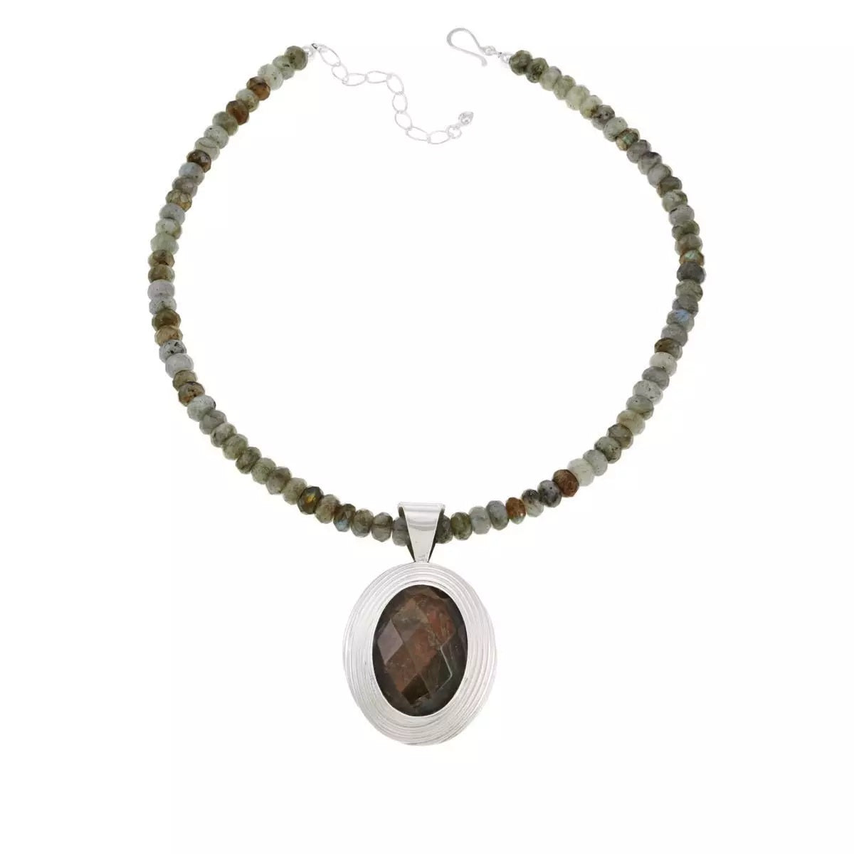 Jay King Sterling Silver Oval Labradorite Pendant & Bead Necklace 18"