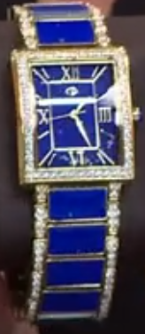 Rarities Goldtone Stainless Steel Lapis Inlay Bracelet Watch, 7-1/2"