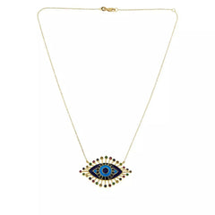 Rarities Gold Plated Silver Multi Gem Evil Eye Talisman Pendant Necklace 18"