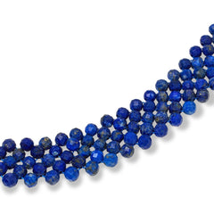 Jay King Faceted Blue Lapis Woven Bead Sterling Silver Necklace 18-1/2"