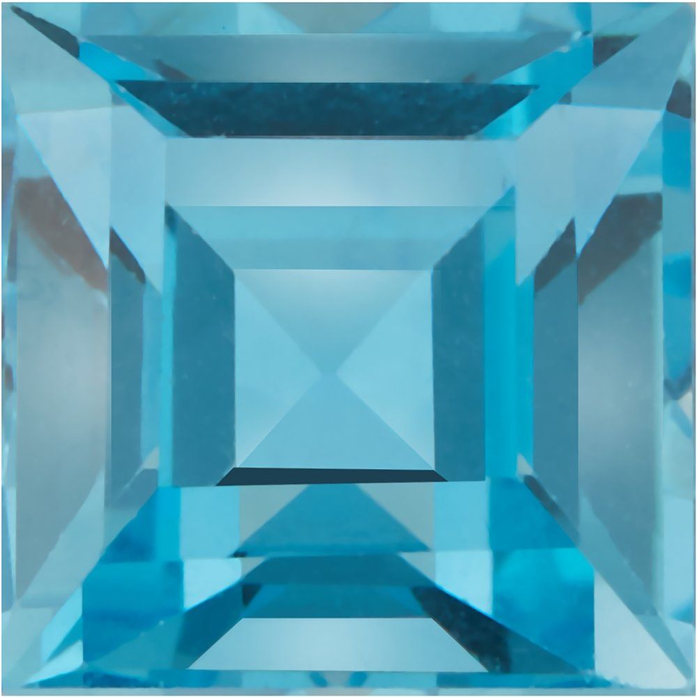 Square Genuine Swiss Blue Topaz