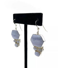 Jay King Sterling Silver Blue Lace Agate Drop Earrings 1-3/4"