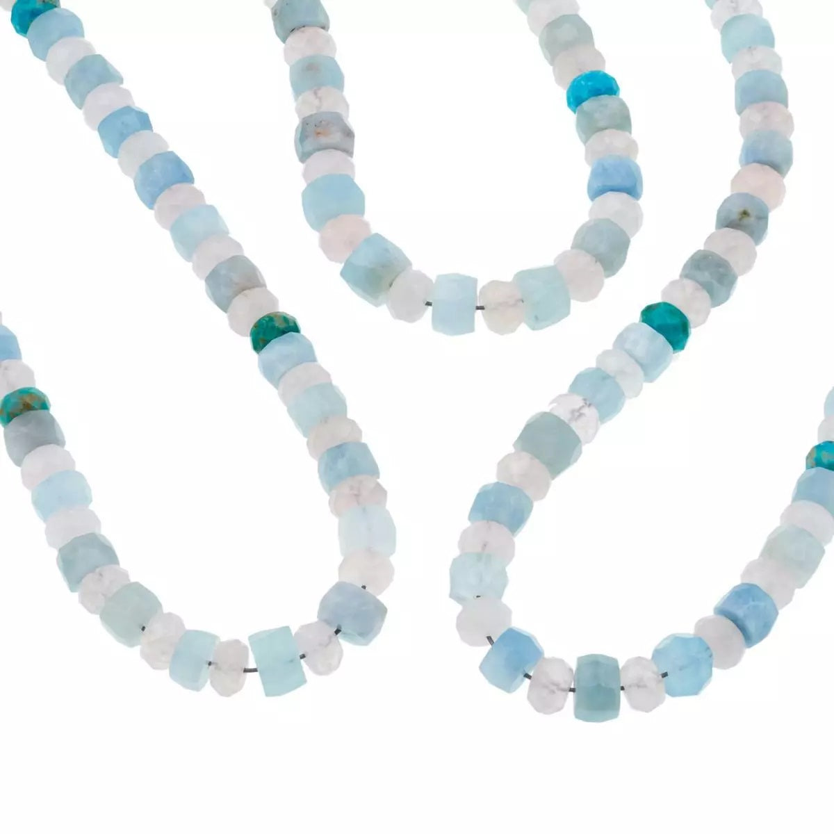 Jay King Aquamarine, Rose Quartz & Turquoise Beaded Necklace 18"