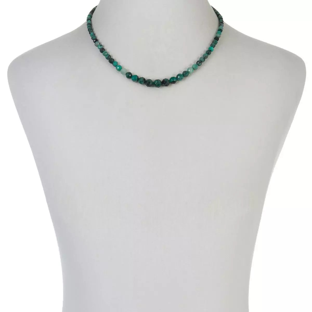 Jay King Sterling Silver Faceted Emerald Beaded Necklace. 18"