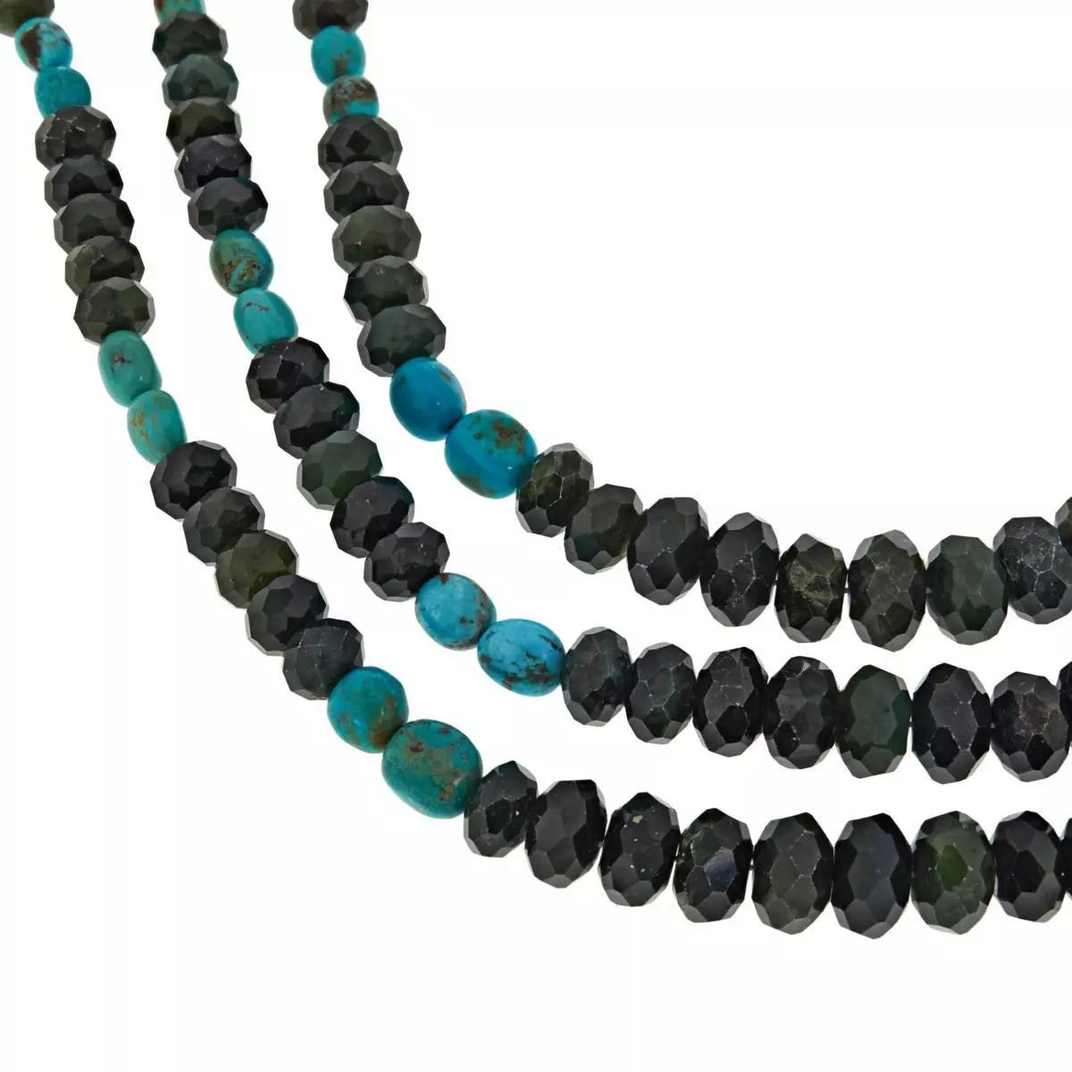 Jay King Sterling Silver Nephrite Jade & Turquoise Beaded Necklace 18"