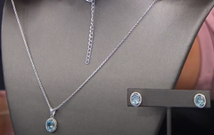 Sevilla Silver Sterling Blue & White Topaz Pendant/Earring Set, 18"