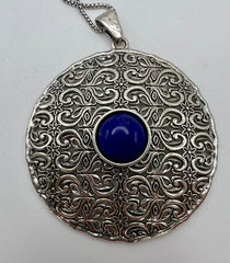 LiPaz Sterling Silver Lapis Circle Pendant Necklace, 24"