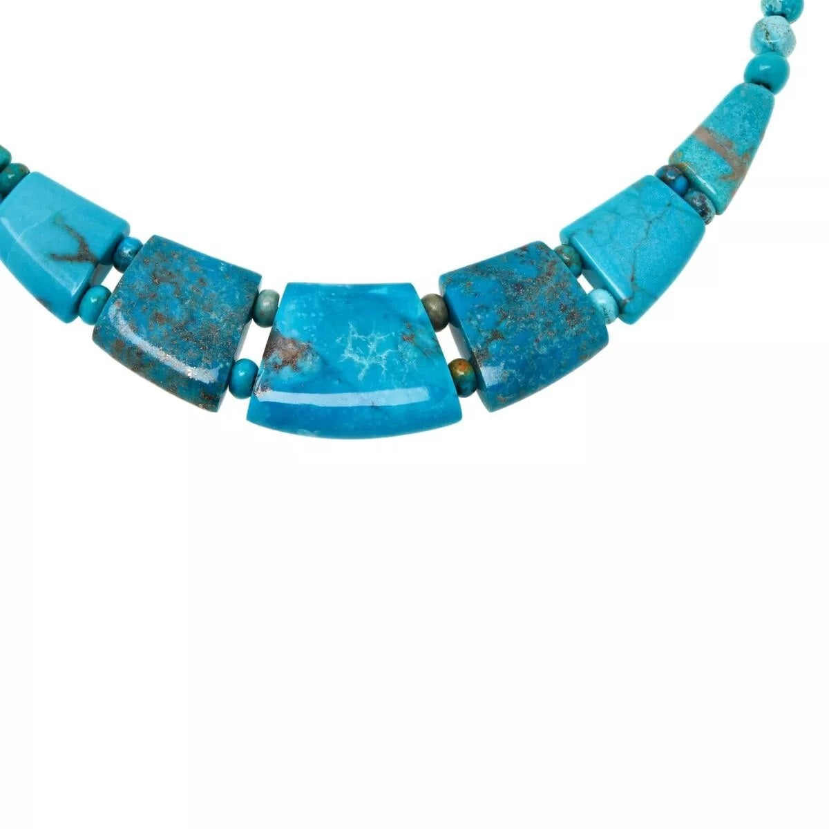 Jay King Sterling Silver Maidenhair Turquoise Beaded Bib Necklace 18"