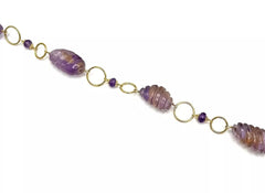 Rarities Sterling Silver Goldclad Carved Ametrine Station Necklace. 25-1/2"