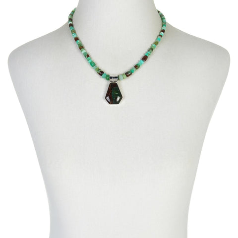 Jay King Sterling Silver Multicolor Chrysoprase Pendant Beaded Necklace 18"