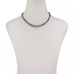 Jay King Sterling Silver Graduated Indigo Tanzanite Beaded Necklace 18"