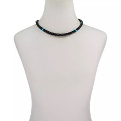 Jay King Sterling Silver Black Spinel and Turquoise Bead Necklace. 18"