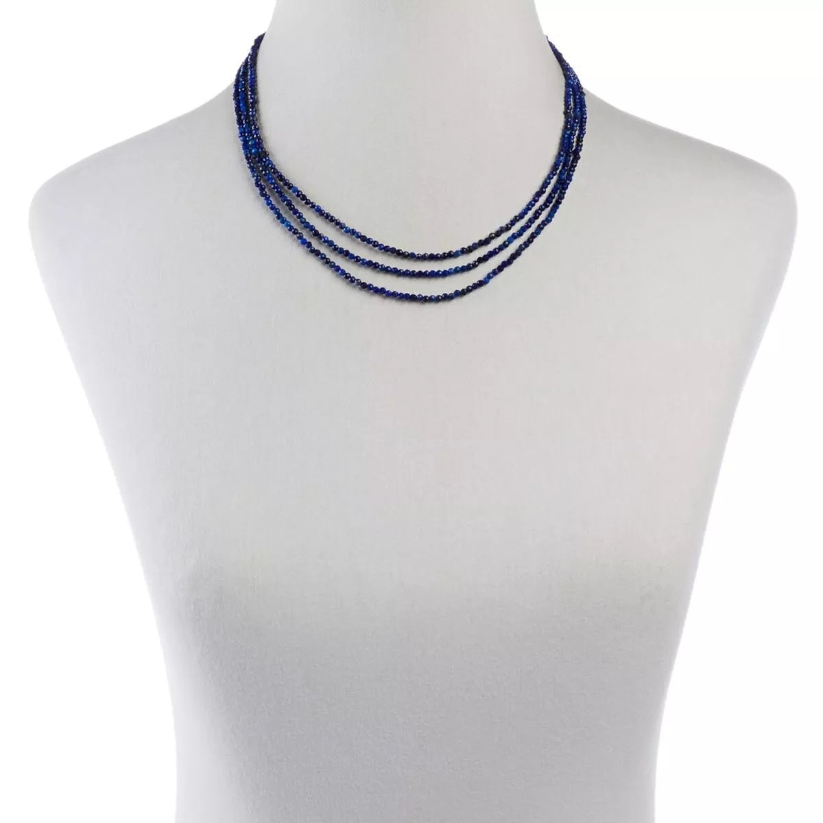 Jay King Sterling Silver Blue Lapis Bead 3-Strand Necklace 18"