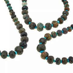 Jay King Sterling Silver Graduated Labradorite & Turquoise Bead Necklace 18"