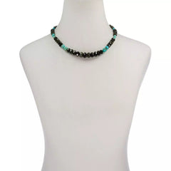 Jay King Sterling Silver Nephrite Jade & Turquoise Beaded Necklace 18"