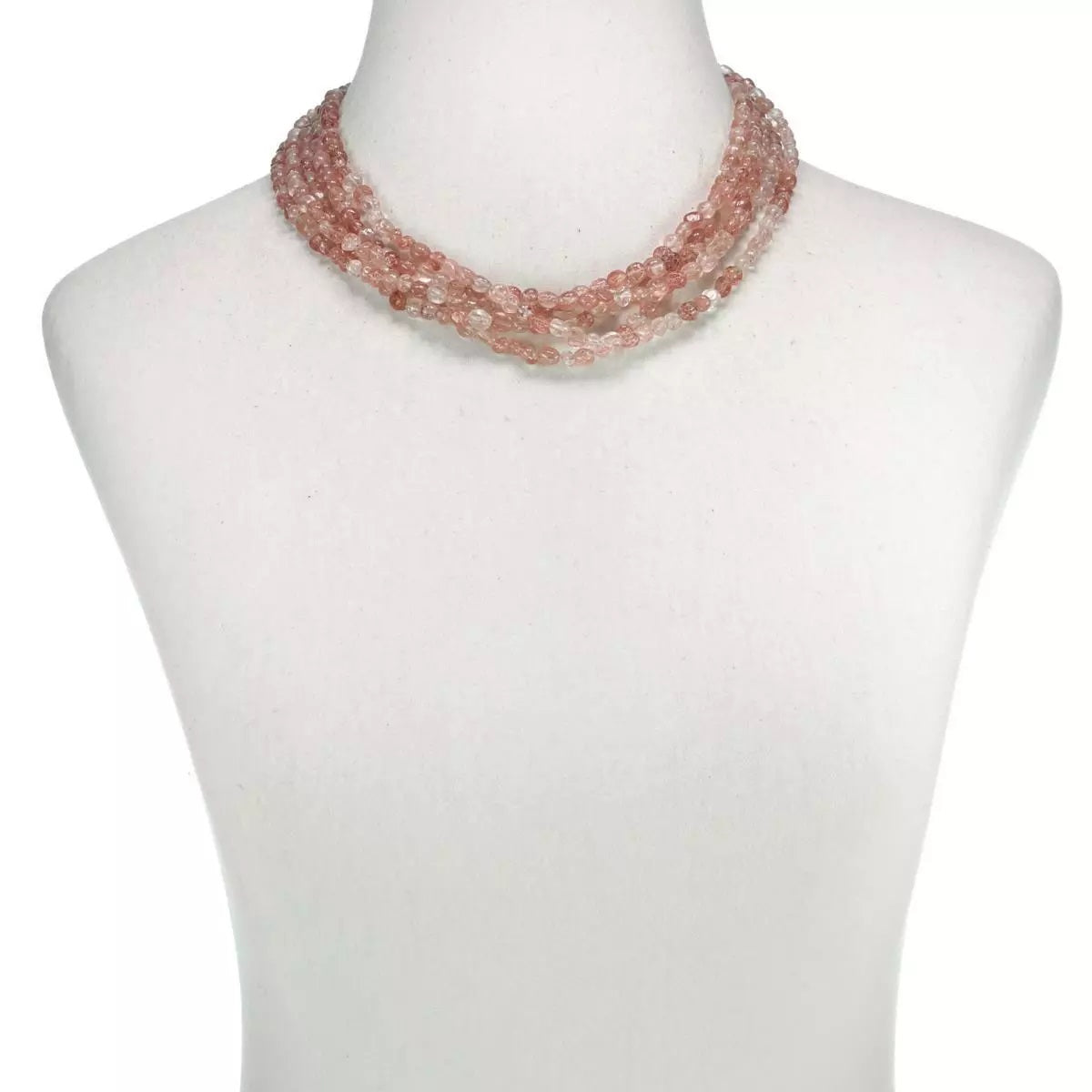 Jay King Sterling Silver 5-Strand Pink Strawberry Quartz Necklace 18"