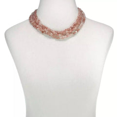 Jay King Sterling Silver 5-Strand Pink Strawberry Quartz Necklace 18"