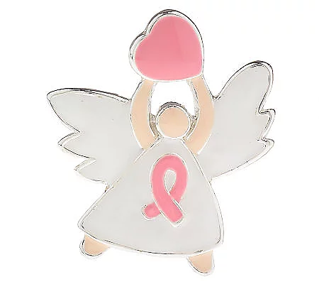 Pink Ribbon Angel Lapel Pin and Bracelet, 6-1/2" - 7"