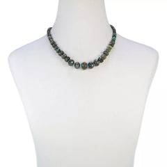 Jay King Sterling Silver Graduated Labradorite & Turquoise Bead Necklace 18"