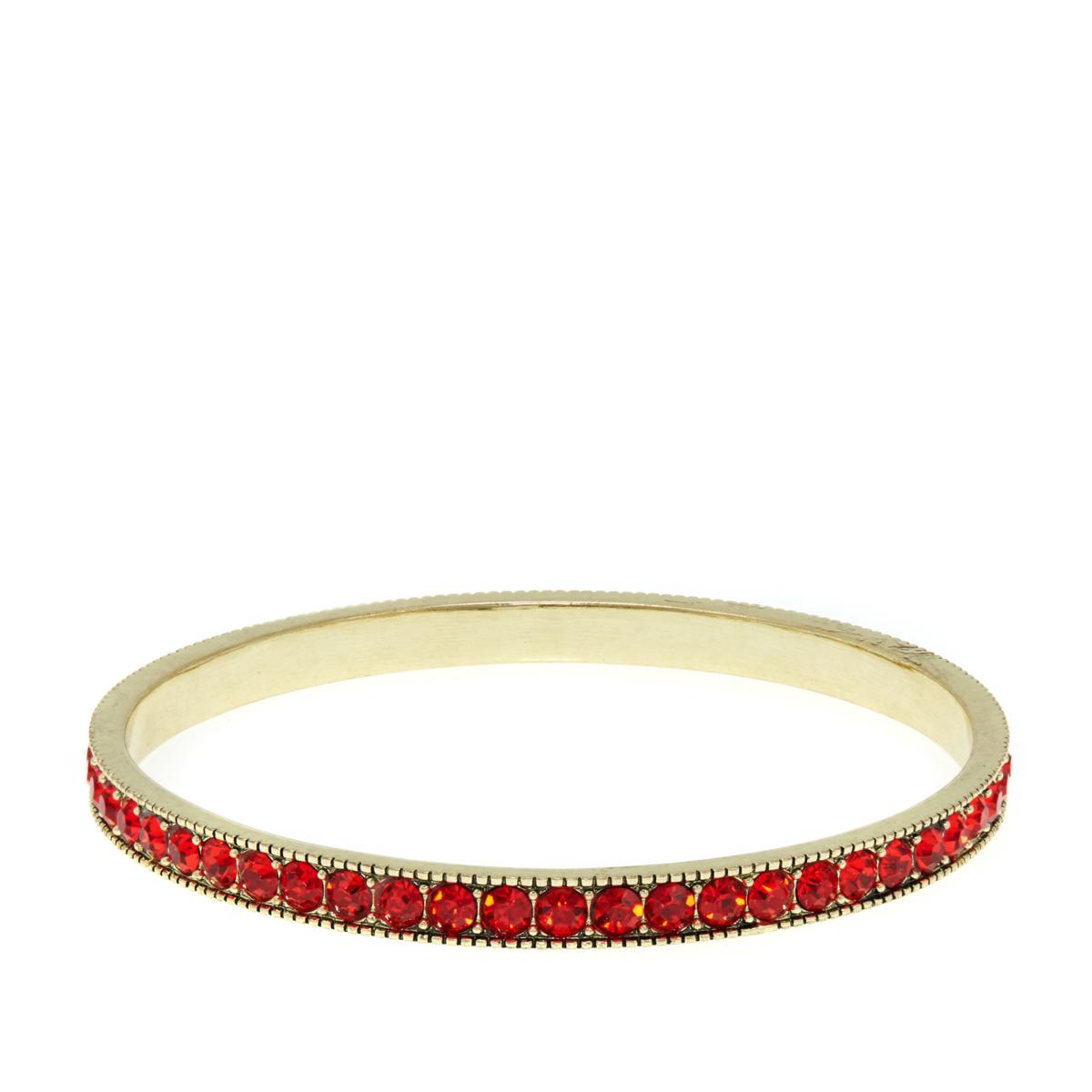 Heidi Daus Chic Simplicity Red Crystal Goldtone Bangle Bracelet 8"