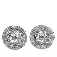 Leslie Greene 3.4Ctw Cz "Madison" Stud Earrings Sterling Silver