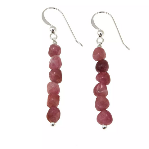 Jay King Sterling Silver Pink Tourmaline Nugget Drop Earrings