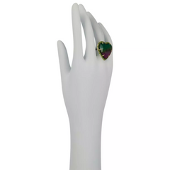 Rarities Vermeil Multicolor Quartz Doublet & Chrome Diopside Heart Ring Size 6