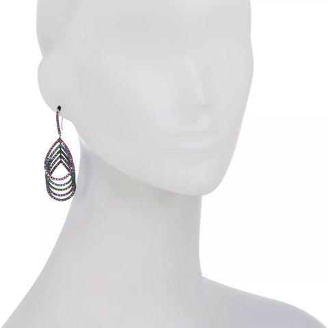 Rarities Sterling Silver Multigemstone Cascading Teardrop Earrings