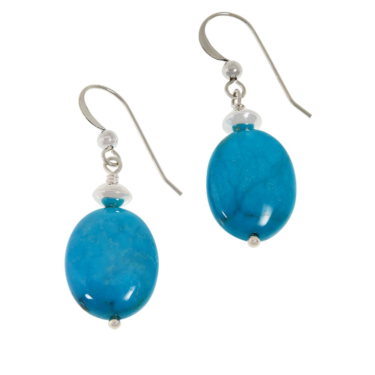 Jay King Sterling Silver Cloudy Mountain Turquoise Drop Earrings. 1-1/2"