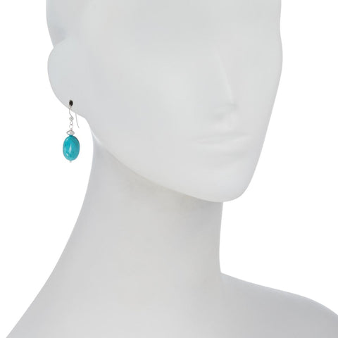 Jay King Sterling Silver Cloudy Mountain Turquoise Drop Earrings. 1-1/2"