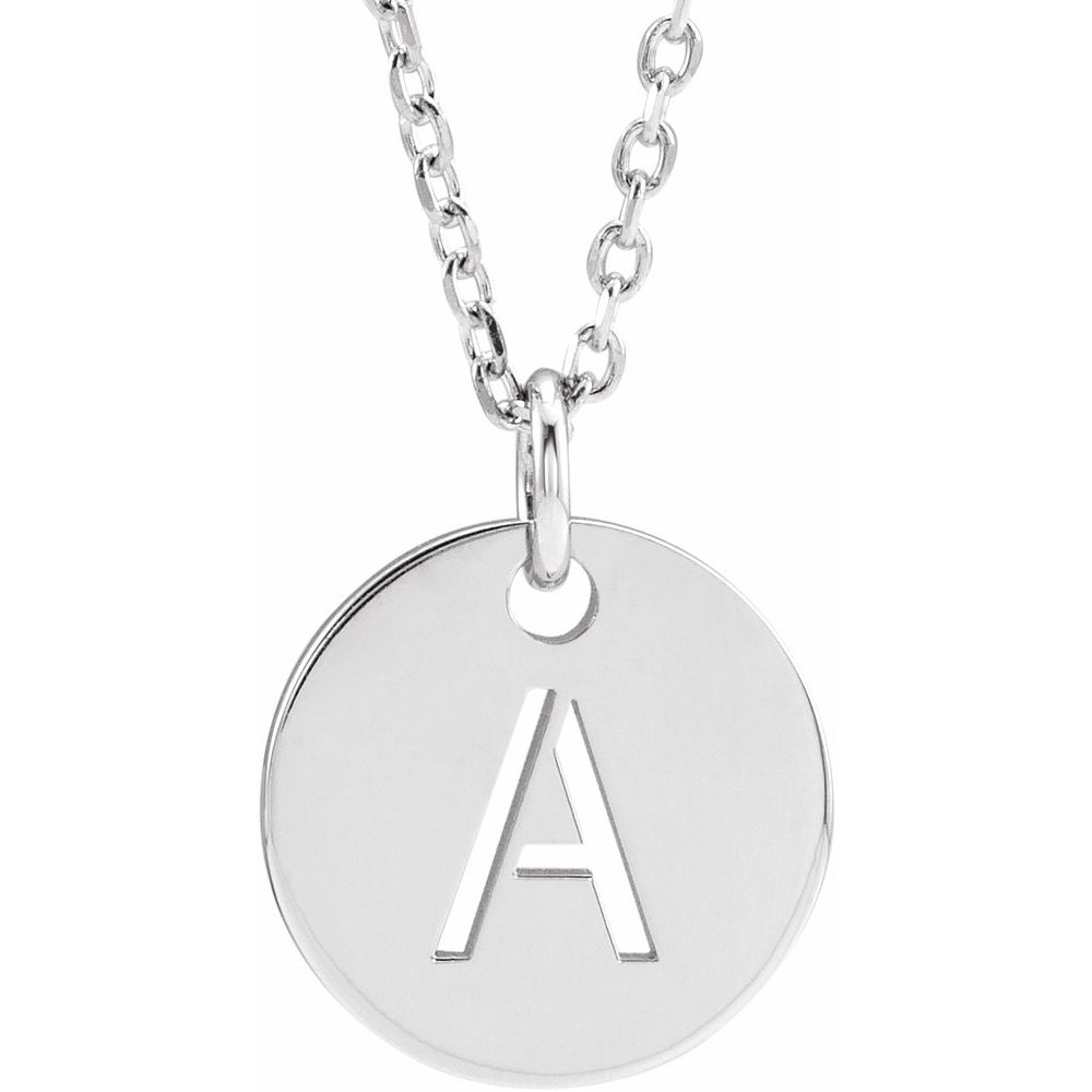 14K White Gold Initial 16-18" Necklace