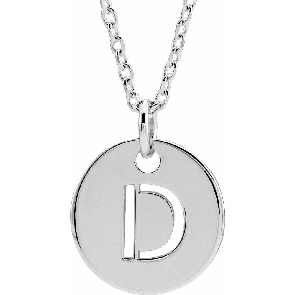 14K White Gold Initial 16-18" Necklace