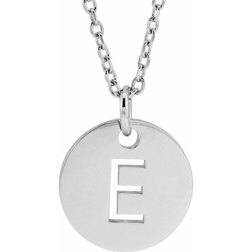 14K White Gold Initial 16-18" Necklace