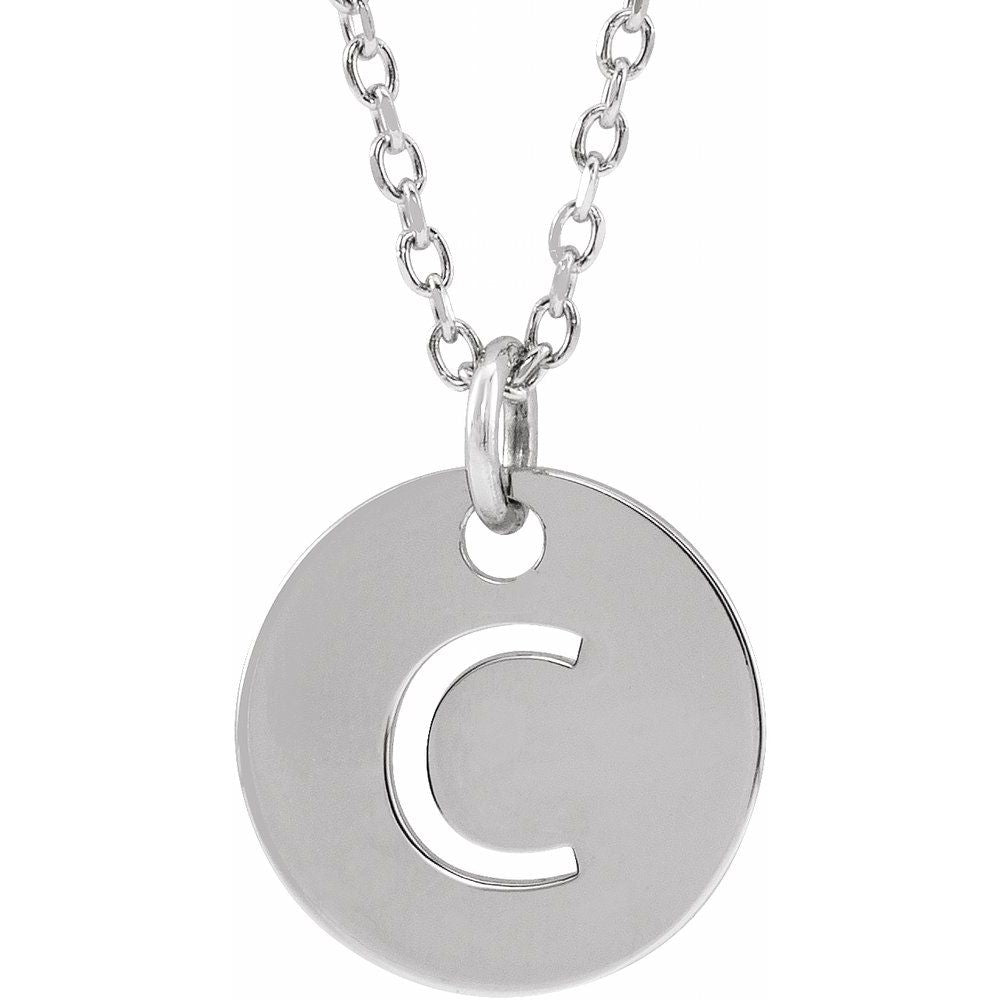 14K White Gold Initial 16-18" Necklace