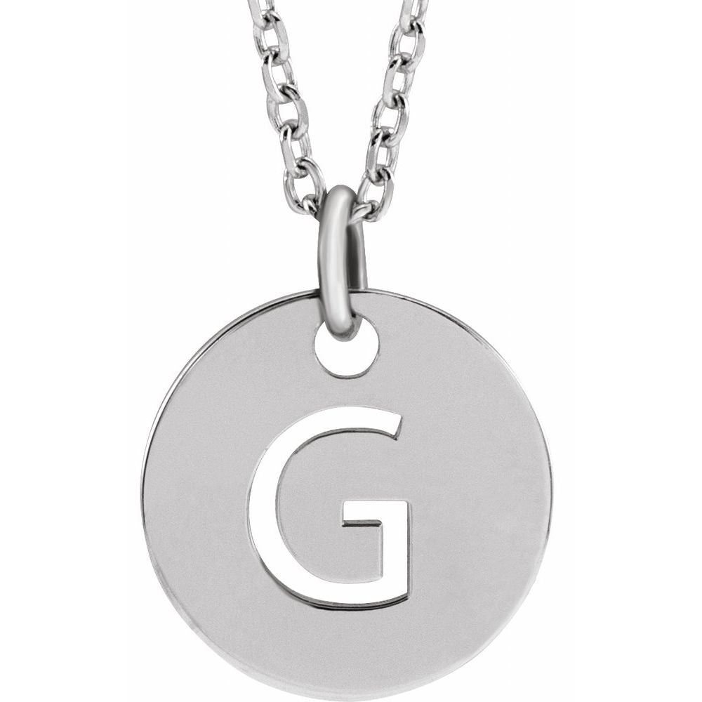 14K White Gold Initial 16-18" Necklace