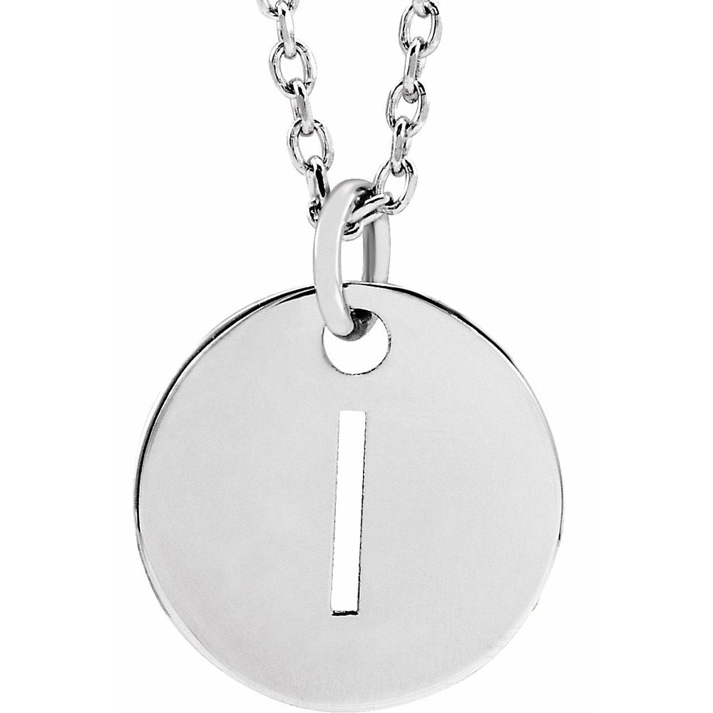 14K White Gold Initial 16-18" Necklace