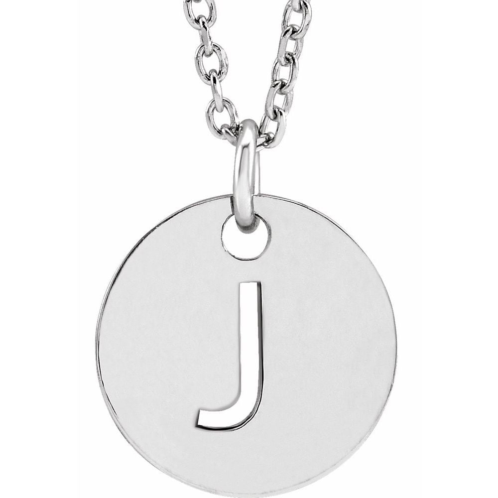 14K White Gold Initial 16-18" Necklace