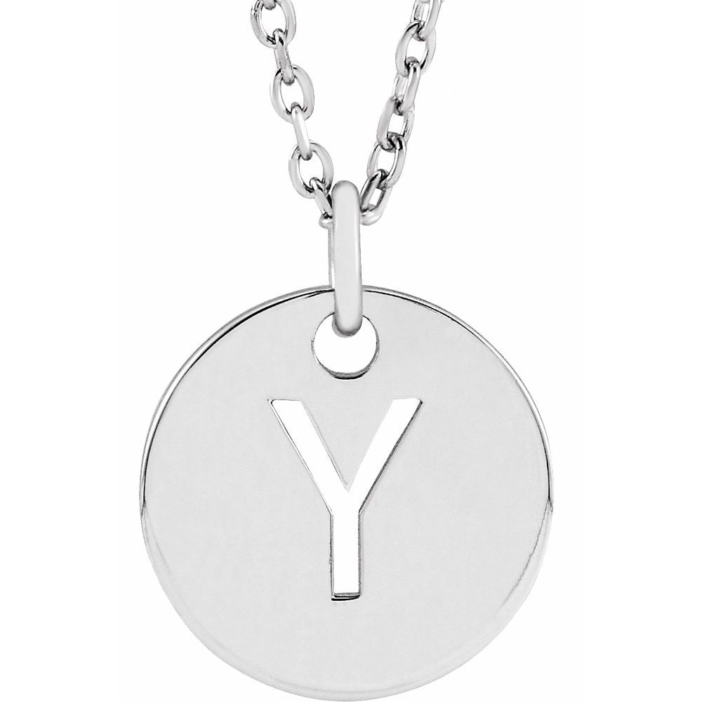 14K White Gold Initial 16-18" Necklace