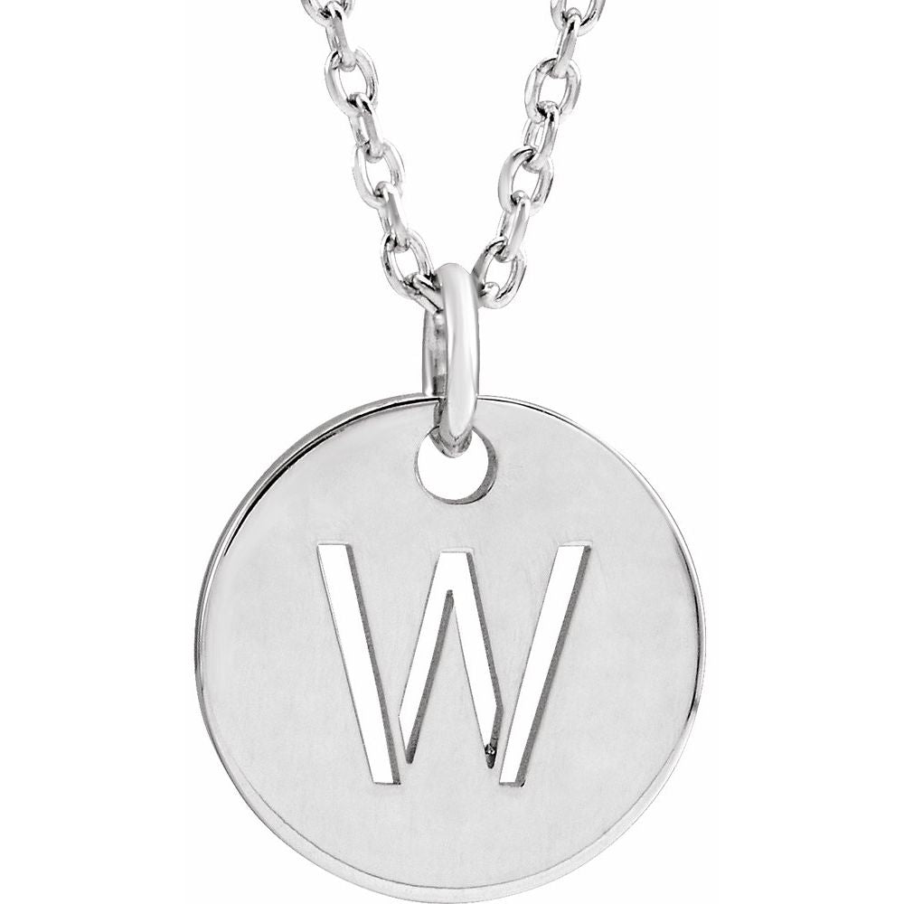 14K White Gold Initial 16-18" Necklace