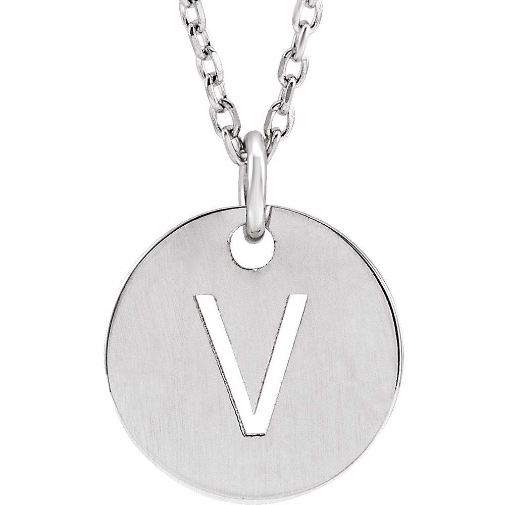 14K White Gold Initial 16-18" Necklace