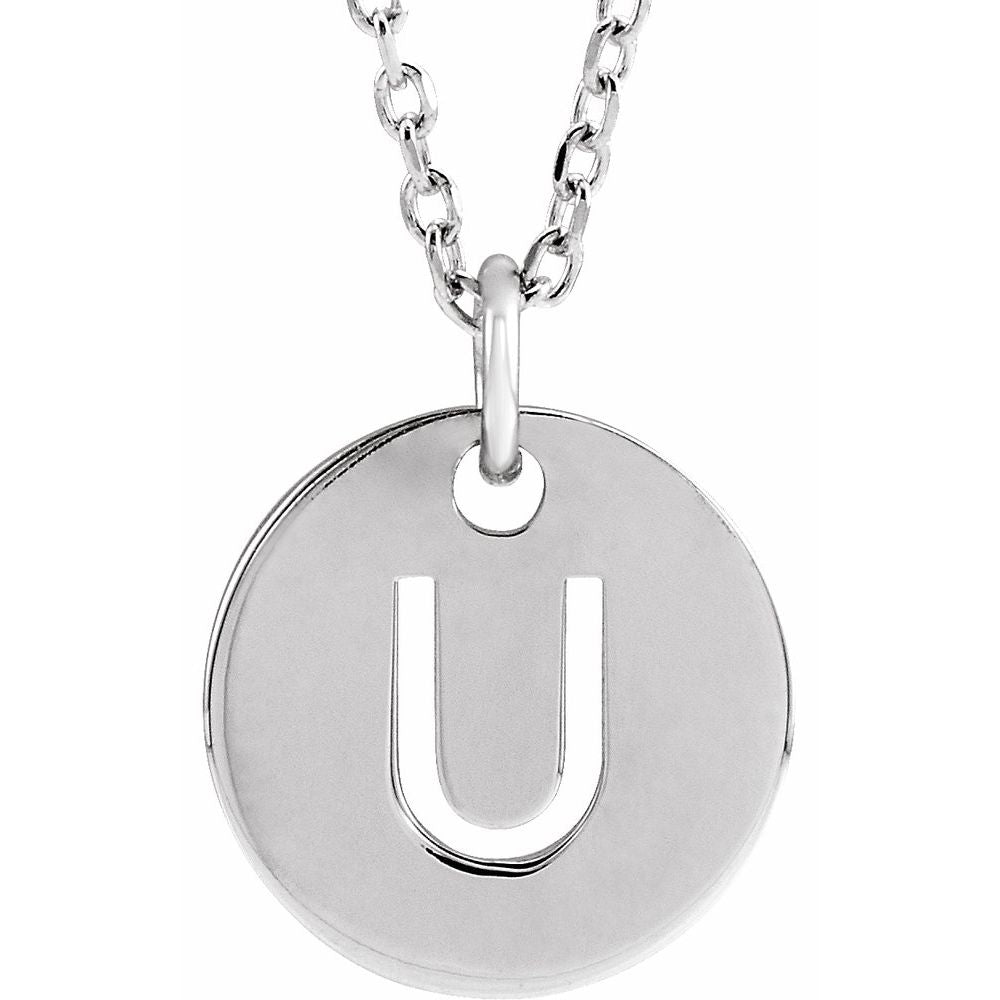 14K White Gold Initial 16-18" Necklace